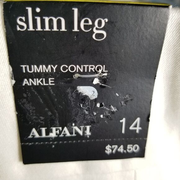 Alfani White Slim Leg‎ Tummy Control Pants Size 14 - Picture 13 of 14